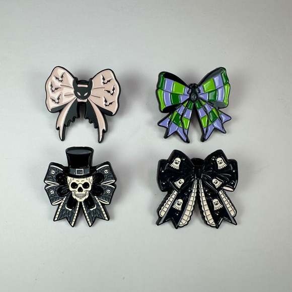 Jewelry - Spooky Halloween Bow Enamel Pin Set Gothic Spooky Pastel Goth Lapel Brooch Pins